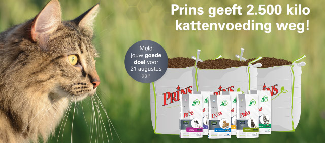 Prins Petfoods geeft 2.500 kilo kattenvoeding weg